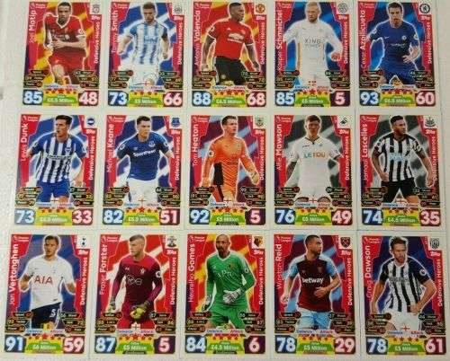 "DEFENSIVE HEROES" - MATCH ATTAX 2017/18 -  COMPLETE SET "DEFENSIVE HERO"TRADING CARDS MT1 to MT15