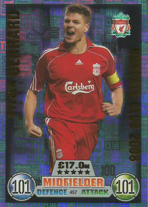 STEVEN GERARD - MATCH ATTAX 2016/2017 - RARE "LEGEND CLUB 100" FOIL CARD