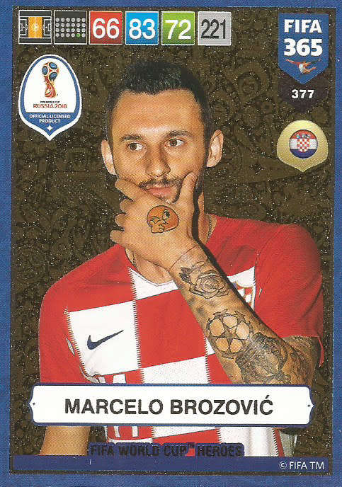 MARCELO BROZOVIC - FIFA 365 2019 EDITION - PANINI 2019 - GOLD FOIL `W/CUP HEROES` TRADING CARD 377