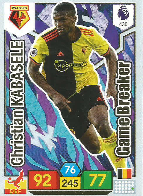 CHRISTIAN KABASELE - EPL ADRENALYN XL 2019/20 - FOIL "GAME BREAKER" TRADING CARD 430