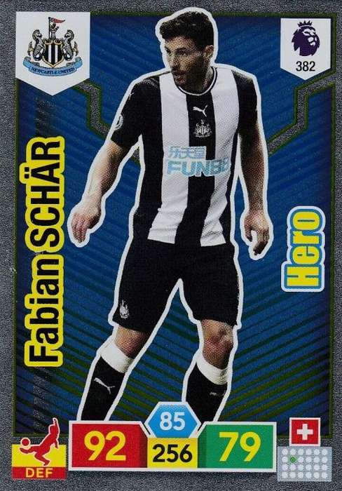 FABIAN SCHAR - EPL ADRENALYN XL 2019/20 - FOIL "HERO" TRADING CARD 382