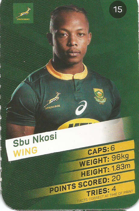 SBU NKOSI - 2019 RUGBY WORLD CUP CHAMPIONS - 2019 Pick & Pay RWC COLLECTION CARD 15