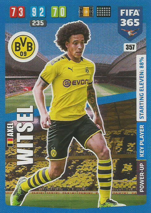 AXEL WITSEL - FIFA 365 2020 EDITION -  - BLUE FOIL `KEY PLAYER` TRADING CARD 357