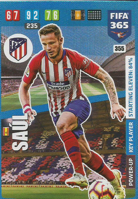 SAUL - FIFA 365 2020 EDITION -  - BLUE FOIL `KEY PLAYER` TRADING CARD 355