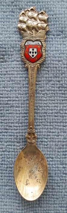 SILVERPLATED SUGAR SPOON - DETAILED - PORTUGAL - IN GOOD CONDITION