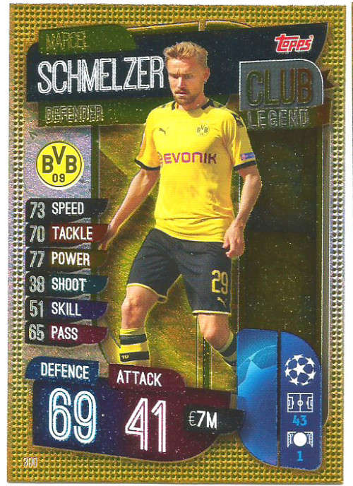 SCHMELZER -DORTMUND - CHAMPIONS/EUROPA LEAGUE 2019/20 -  GOLD "CLUB LEGEND" TRADING CARD