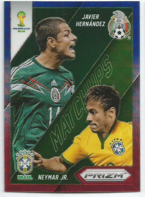 NEYMAR Jr/J. HERNANDEZ - WORLD CUP 2014 PANINI `PRIZM` - BLUE/RED WAVE `MATCH UP`s` TRADING CARD 2