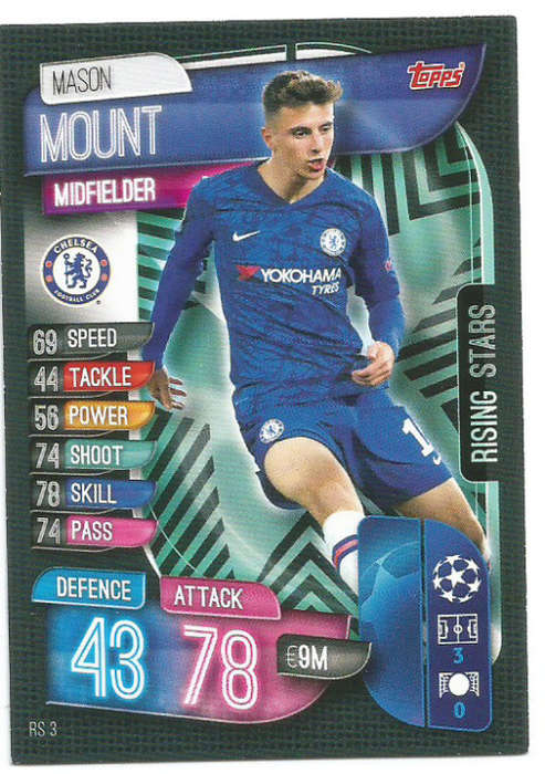 MASON MOUNT - CHAMP/EUROPA LEAGUE EXTRA 2020 -   "RISING STAR" TRADING CARD