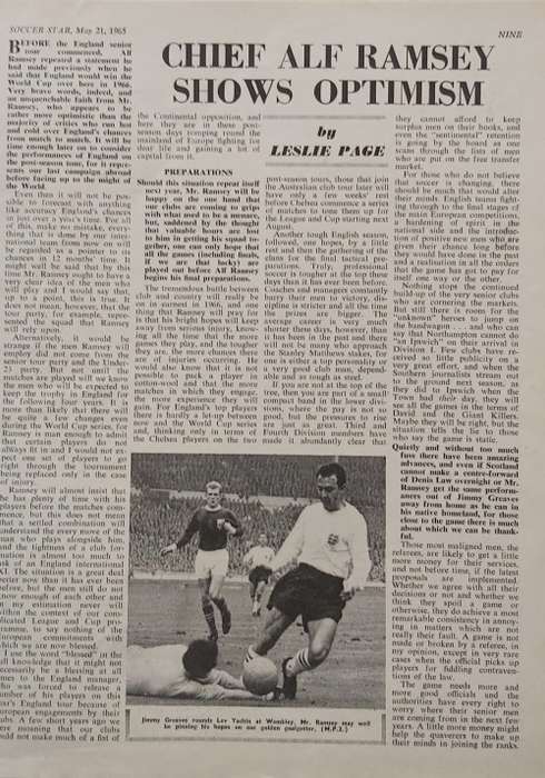 SOCCER STAR MAGAZINE `21st May 1965` ISSUE - IN FAIR CONDITION