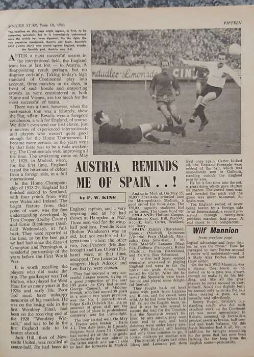 SOCCER STAR MAGAZINE `10th June 1961` ISSUE - IN FAIR CONDITION