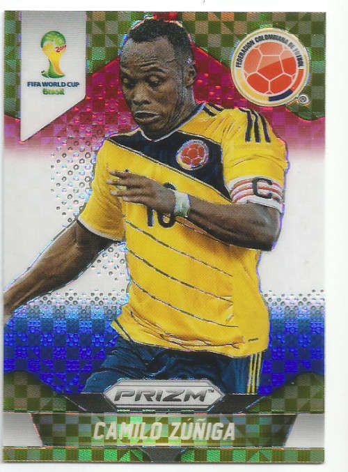 CAMILO ZUNIGA - WORLD CUP 2014 PANINI "PRIZM" - "RED/WHITE/BLUE PLAID" TRADING CARD 49