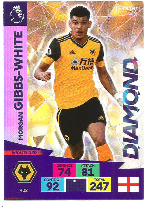 MORGAN G WHITE - ENGLISH PREMIER LEAGUE 20202021 - SILVER FOIL `DIAMOND` TRADING CARD 402