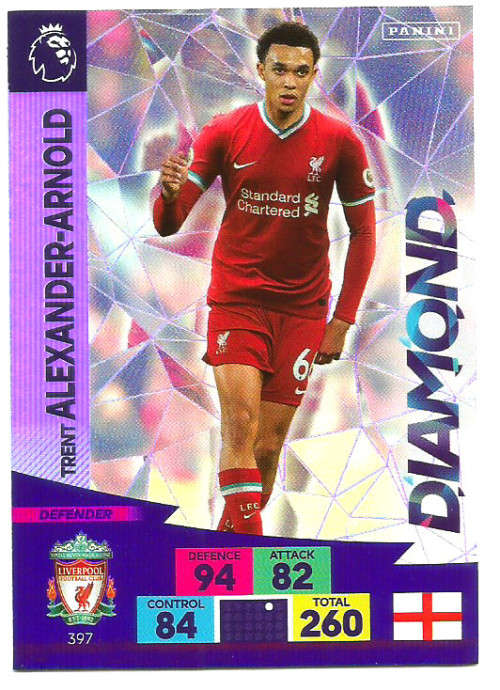 TRENT ALEX ARNOLD - ENGLISH PREMIER LEAGUE 20202021 - SILVER FOIL `DIAMOND` TRADING CARD 397