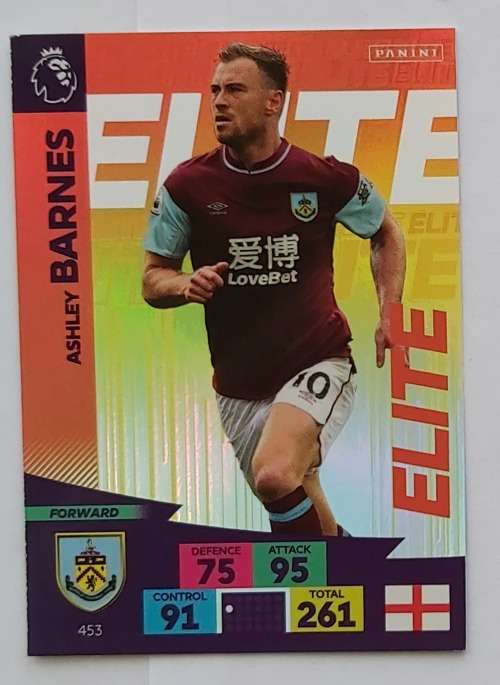 ASHLEY BARNES - ENGLISH PREMIER LEAGUE 2020/2021 - ORANGE FOIL `ELITE` TRADING CARD 453