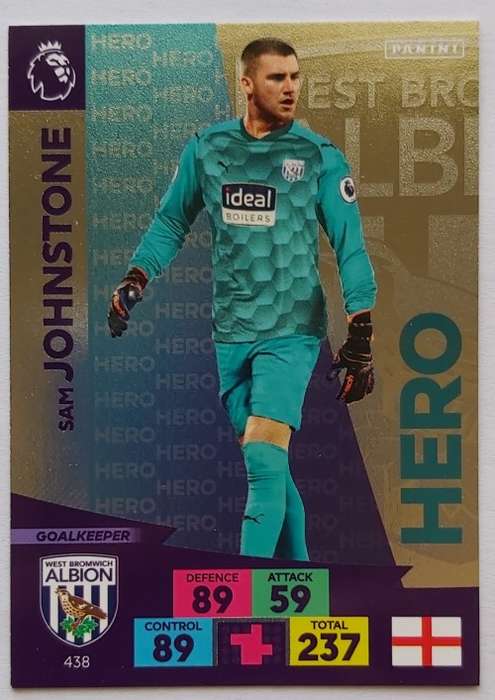 SAM JOHNSTONE - ENGLISH PREMIER LEAGUE 20202021 - SILVER FOIL `HERO` TRADING CARD 438