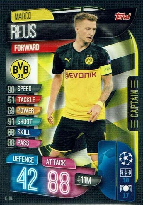 MARCO REUS - CHAMP/EUROPA LEAGUE EXTRA 2020 -   "CLUB CAPTAIN" TRADING CARD C10