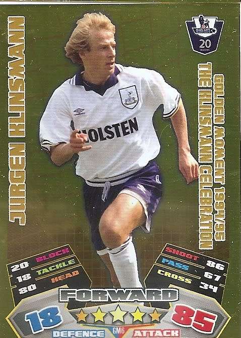 JURGEN KLINSMANN - TOPPS EPL MATCH ATTAX 2011/2012 - GOLD `GOLDEN MOMENT` TRADING CARD GM6