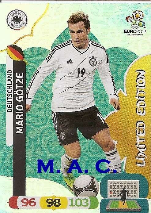 MARIO GOTZE - PANINI ADRENALYN EURO 2012 -  `VERY RARE` `LIMITED EDITION` CARD