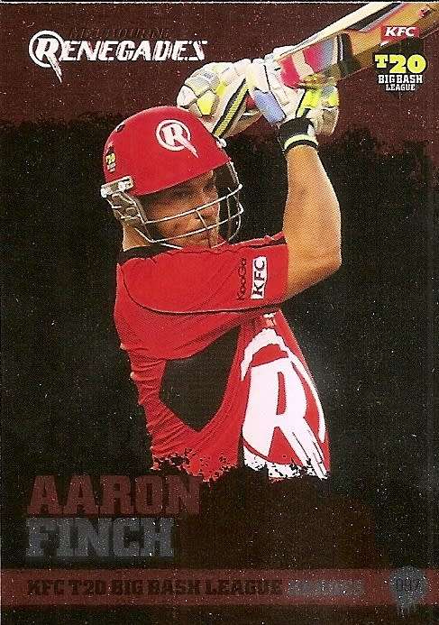 AARON FINCH - TAPandPLAY BIG BASH T20 2013 - INSERT `T20 HEROES` TRADING CARD 97