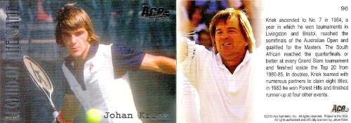 JOHAN KRIEK - ACE AUTHENTIC 2011 TENNIS - SILVER `LEGENDS of the GAME` TRADING CARD 96