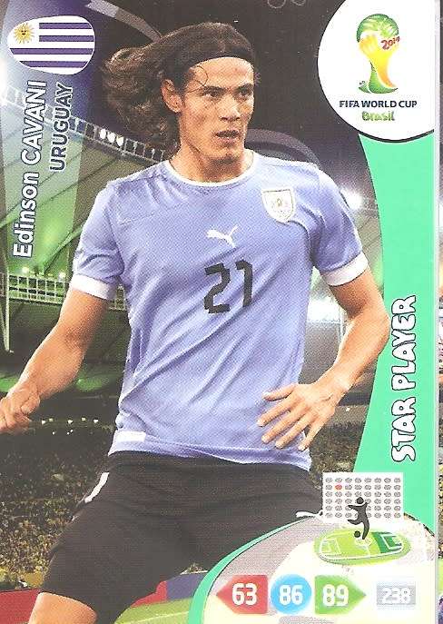 EDINSON CAVANI - FIFA WORLD CUP 2014 - PANINI ADRENALYN XL - `STAR PLAYER` TRADING CARD