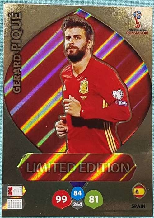 GERARD PIQUE - PANINI FIFA WORLD CUP 2018 RUSSIA - `LIMITED EDITION` FOIL TRADING CARD