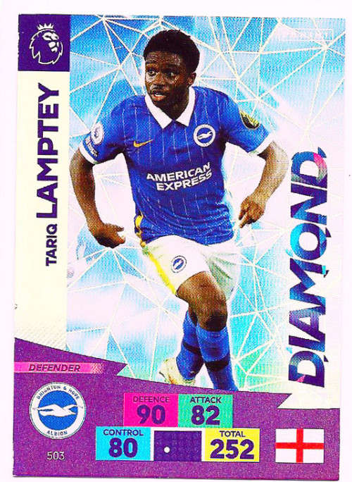 T. LAMPTEY - ENGLISH PREMIER LEAGUE PLUS 2020/2021 - SILVER FOIL `DIAMOND` TRADING CARD 503