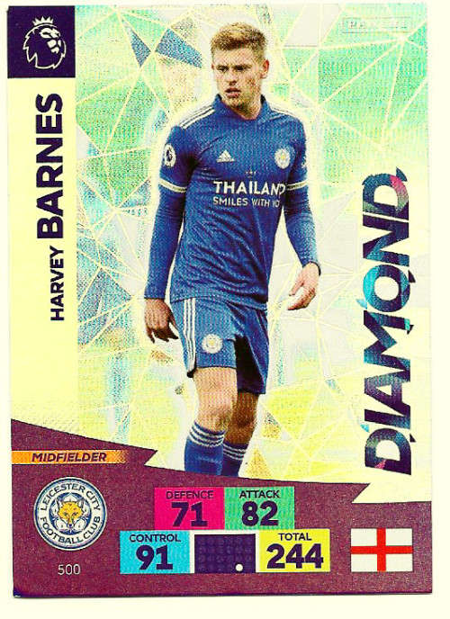 H. BARNES - ENGLISH PREMIER LEAGUE PLUS 2020/2021 - SILVER FOIL `DIAMOND` TRADING CARD 500
