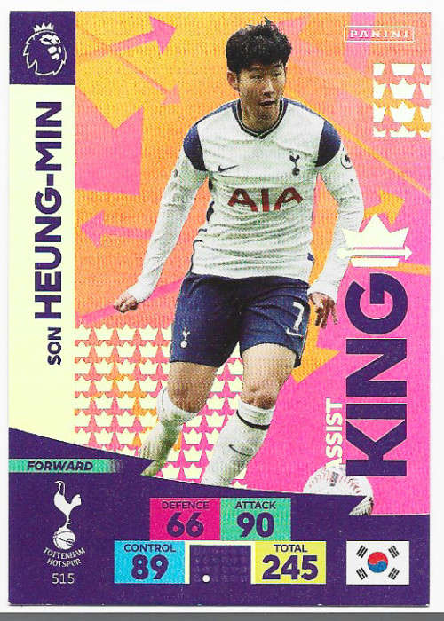 SON HEUNG MIN - ENGLISH PREMIER LEAGUE PLUS 2020/2021 - RED FOIL `ASSIST KING` TRADING CARD 515