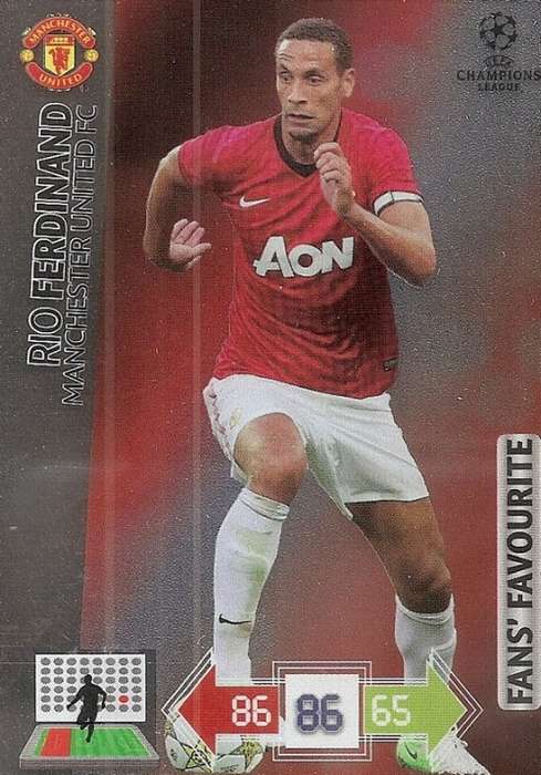 RIO FERDINAND (Manchester United) - PANINI CHAMPIONS LEAGUE 2012/13 - `FANS FAVOURITE` TRADING CARD