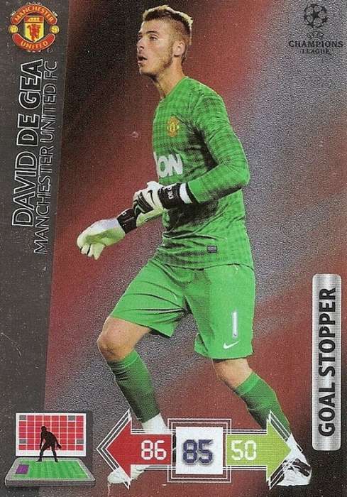 DAVID DE GEA (Manchester United) - PANINI CHAMPIONS LEAGUE 2012/13 - `GOAL STOPPER` TRADING CARD