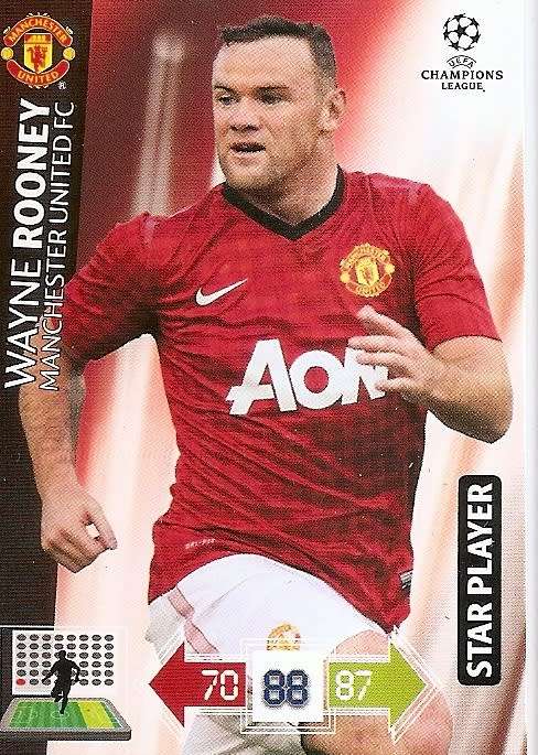WAYNE ROONEY (Manchester United) - PANINI CHAMPIONS LEAGUE 2012/13 - `STAR PLAYER` TRADING CARD