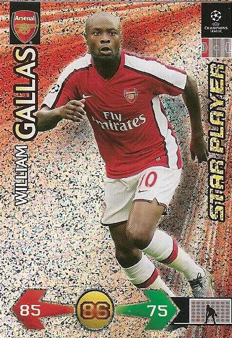 WILLIAM GALLAS(ARSENAL) - PANINI CHAMPIONS LEAGUE `UPDATES` 2009/10 - `STAR PLAYER` TRADING CARD