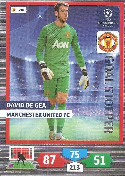 DAVID DE GEA (Manchester United) - PANINI CHAMPIONS LEAGUE 2013/14 - `GOAL STOPPER` TRADING CARD