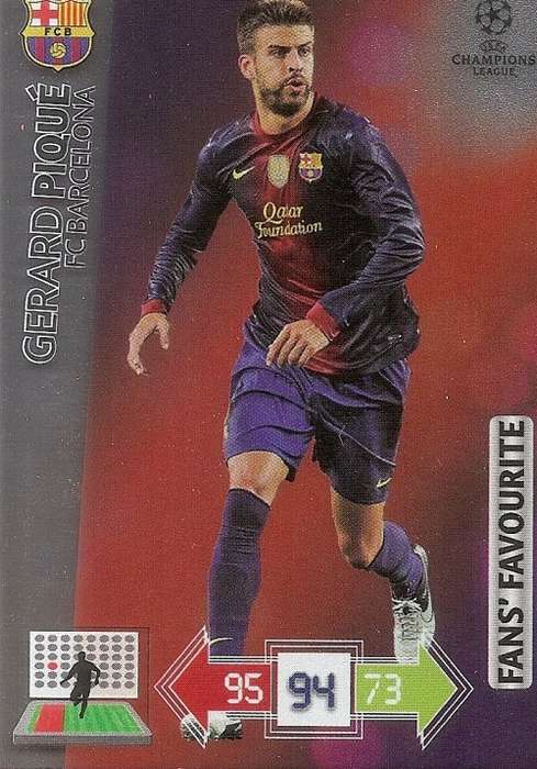 GERARD PIQUE(BARCELONA) - PANINI `CHAMPIONS LEAGUE 2012/13` - `FANS FAVOURITE` TRADING CARD