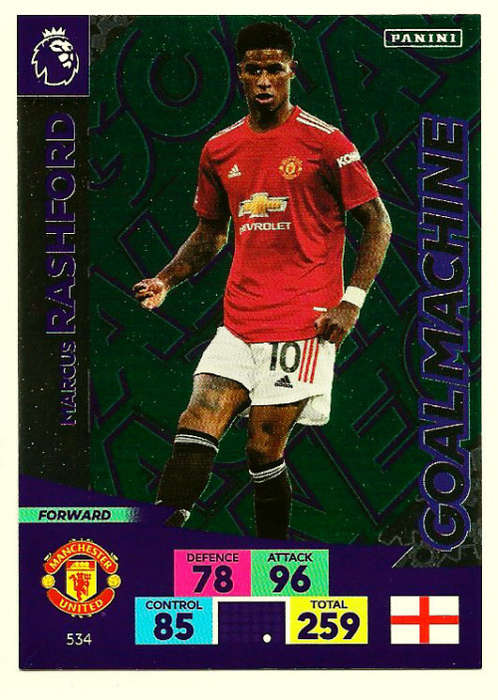MARCUS RASHFORD - ENGLISH PREMIER LEAGUE `PLUS` 2020/2021 - GREEN FOIL `GOAL MACHINE` CARD 533