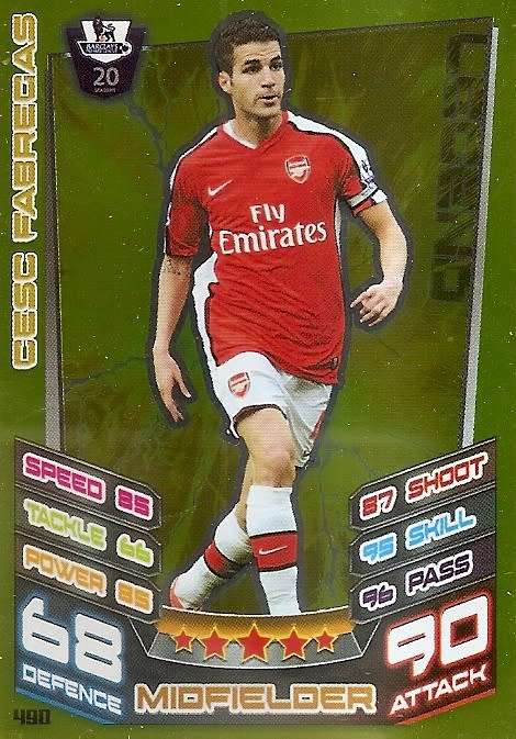 CESC FABREGAS - TOPPS EPL MATCH ATTAX 2012/2013 - GOLD `LEGEND` TRADING CARD 490