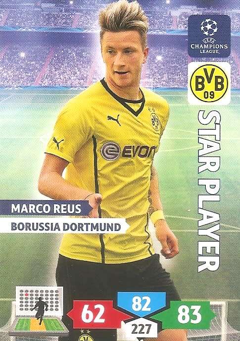 MARCO REUS (Dortmund) - PANINI `CHAMPIONS LEAGUE` 2013/2014 - `STAR PLAYER` TRADING CARD