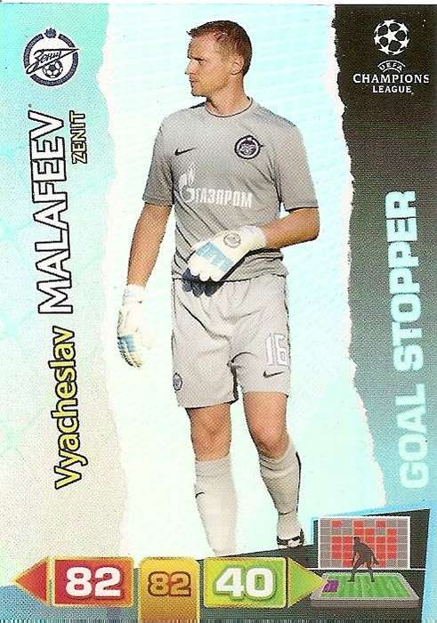 V. MALAFEEV (Zenit) - PANINI `CHAMPIONS LEAGUE 2011/12` - FOIL `GOAL STOPPER` TRADING CARD