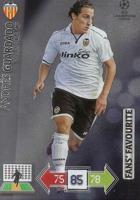 A. GUARDADO (Valencia) - PANINI `CHAMPIONS LEAGUE 2012/13` - FOIL `FANS FAVOURITE` TRADING CARD