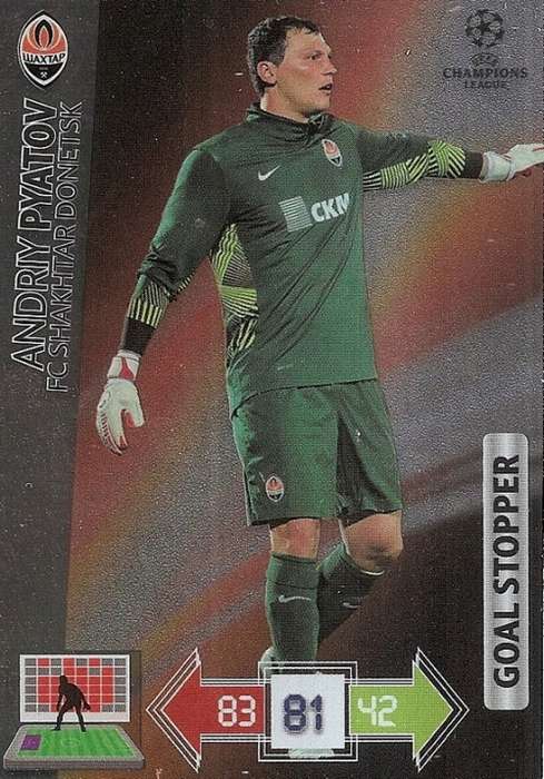 A. PYATOV (Shakhtar) - PANINI `CHAMPIONS LEAGUE 2012/13` - FOIL `GOAL STOPPER` TRADING CARD