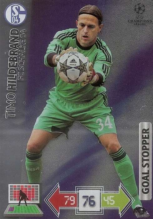 T. HILDEBRAND (Schalke) - PANINI `CHAMPIONS LEAGUE 2012/13` - FOIL `GOAL STOPPER` TRADING CARD