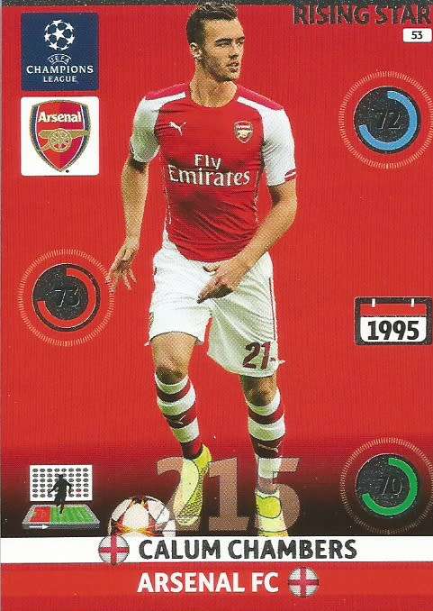 CALLUM CHAMBERS - PANINI `CHAMPIONS LEAGUE`  2014/15 - FOIL `RISING STAR` TRADING CARD