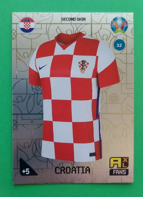 CROATIA - PANINI  `EURO 2020 KICK OFF` -  FOIL `SECOND SKIN FANS` TRADING CARD 32