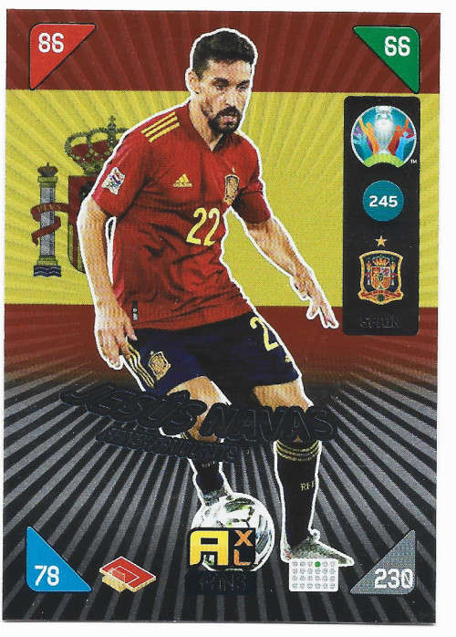 JESUS NAVAS - PANINI  `EURO 2020 KICK OFF` -  FOIL `FANS FAVOURITE` TRADING CARD 245