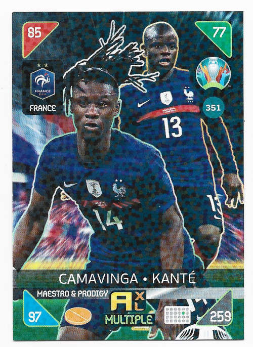 FRANCE - PANINI  `EURO 2020 KICK OFF` -  FOIL `Maestro and Prodigy` TRADING CARD 351
