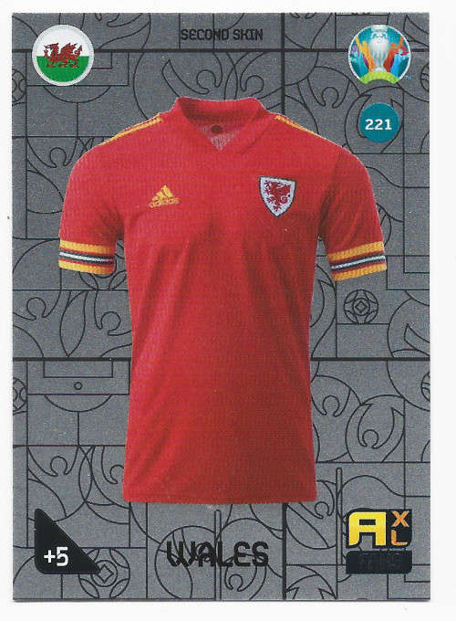 WALES - PANINI  `EURO 2020 KICK OFF` -  FOIL `SECOND SKIN FANS` TRADING CARD 221