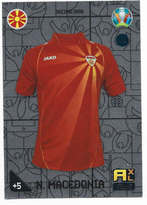N. MACEDONIA - PANINI  `EURO 2020 KICK OFF` -  FOIL `SECOND SKIN FANS` TRADING CARD 122