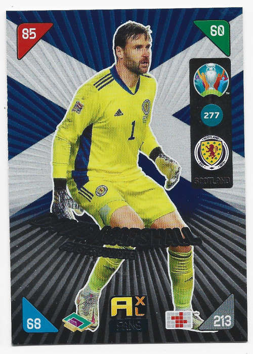 DAVID MARSHALL - PANINI  `EURO 2020 KICK OFF` -  FOIL `FANS FAVOURITE` TRADING CARD 277