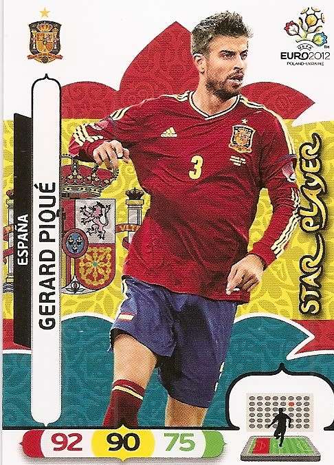 GERARD PIQUE - PANINI  `ÜEFA EURO 2012` EDITION - `STAR PLAYER` TRADING CARD